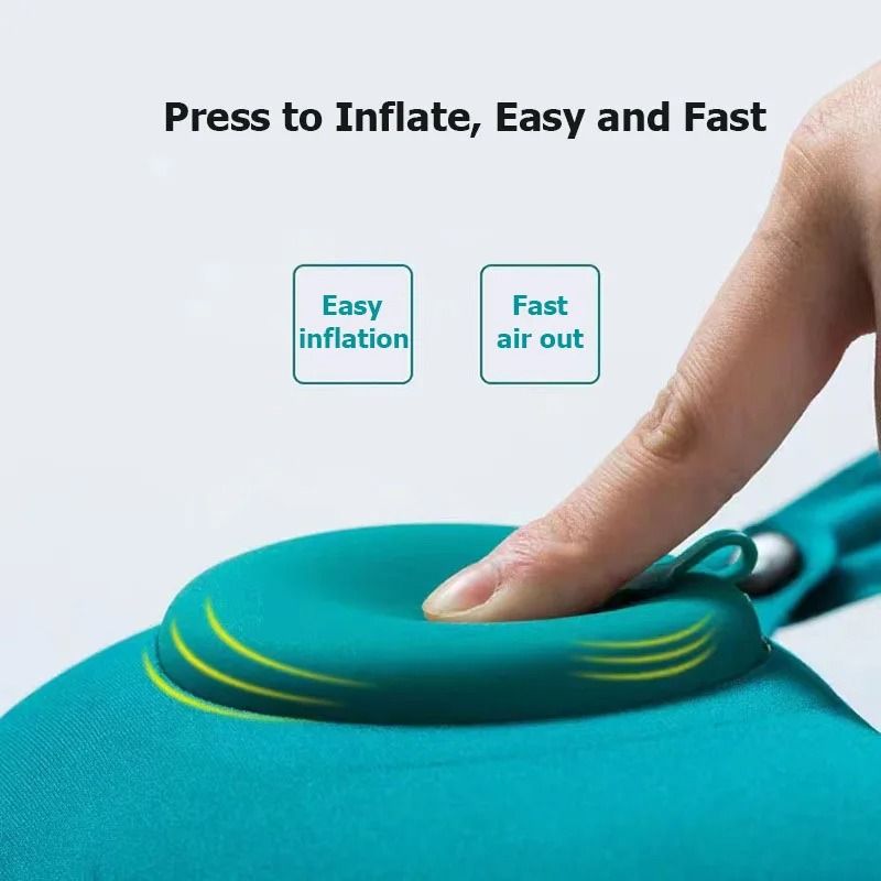 U-Shape Press Inflatable Travel Pillow Portable Folding Neck Support for Airplane and Car
