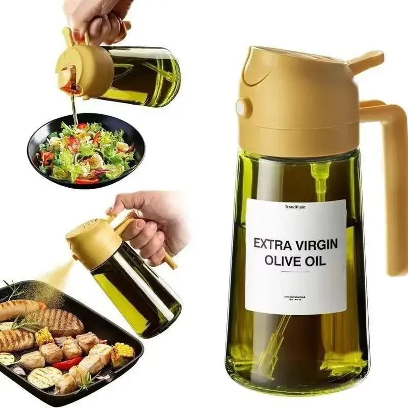 Dark Glass Olive Oil Sprayer and Dispenser Bottle