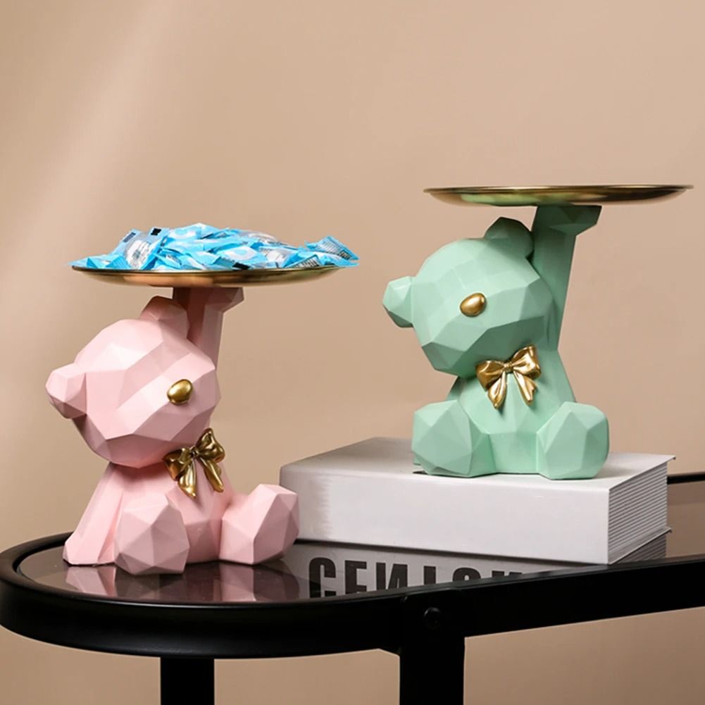 Geometric Bear Key Holder Figurine for Home Decoration