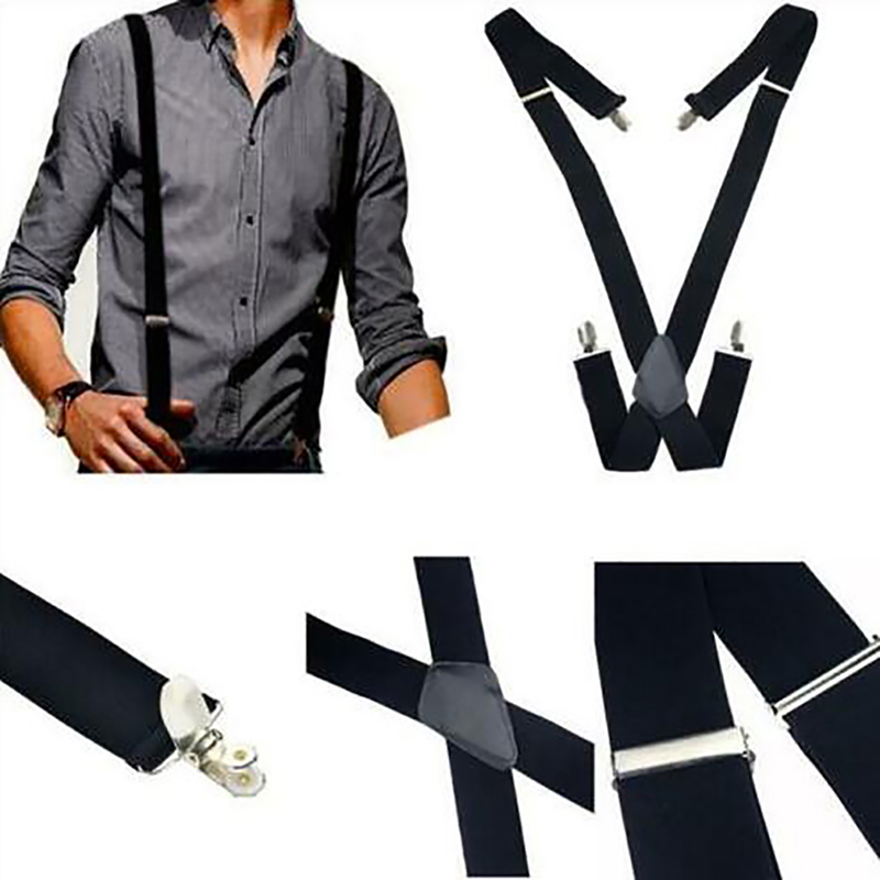 Heavy Duty Men's Suspenders – Adjustable Elastic X-Back Braces with Strong Clips