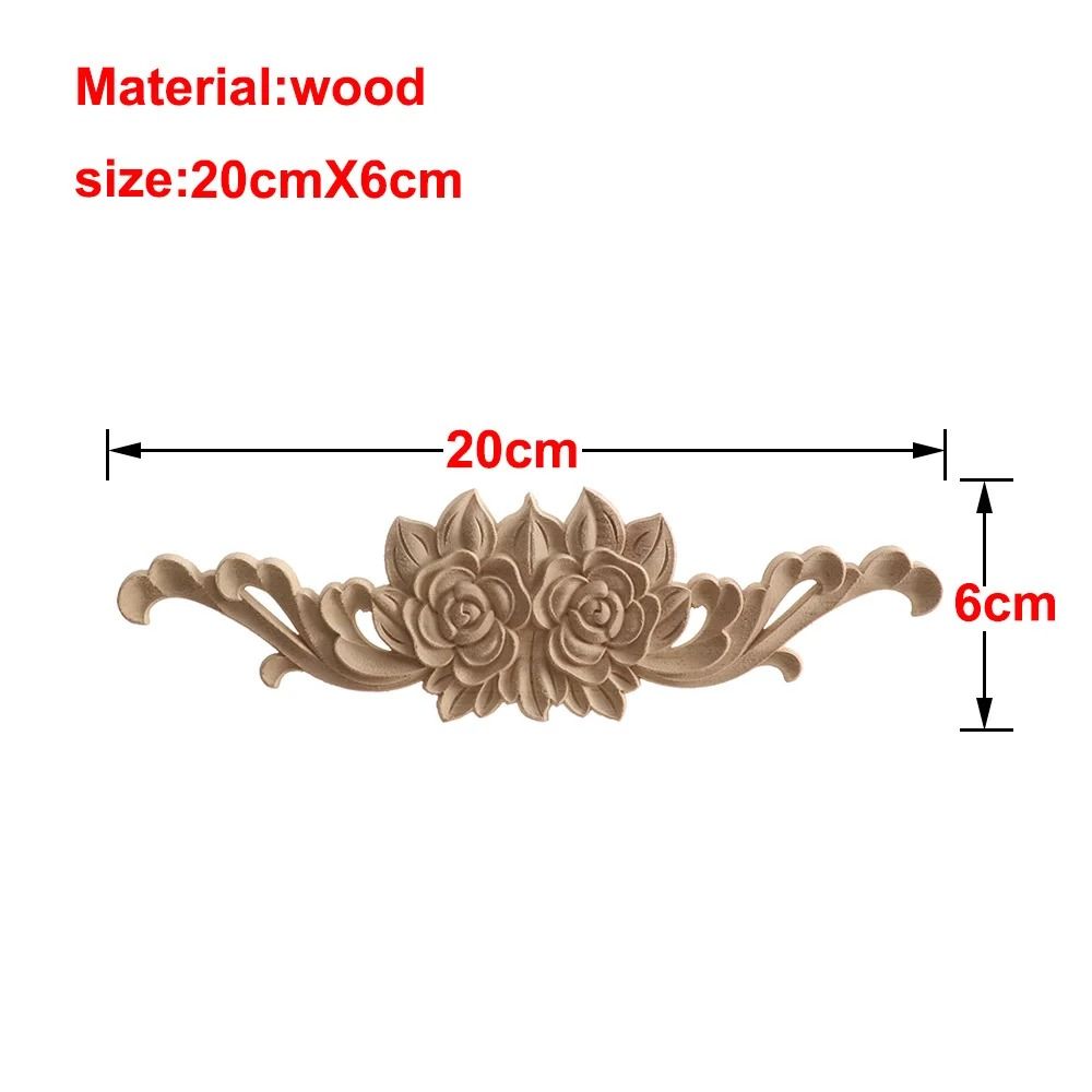 Carved Wooden Rose Applique Decorative Furniture Trim Accent