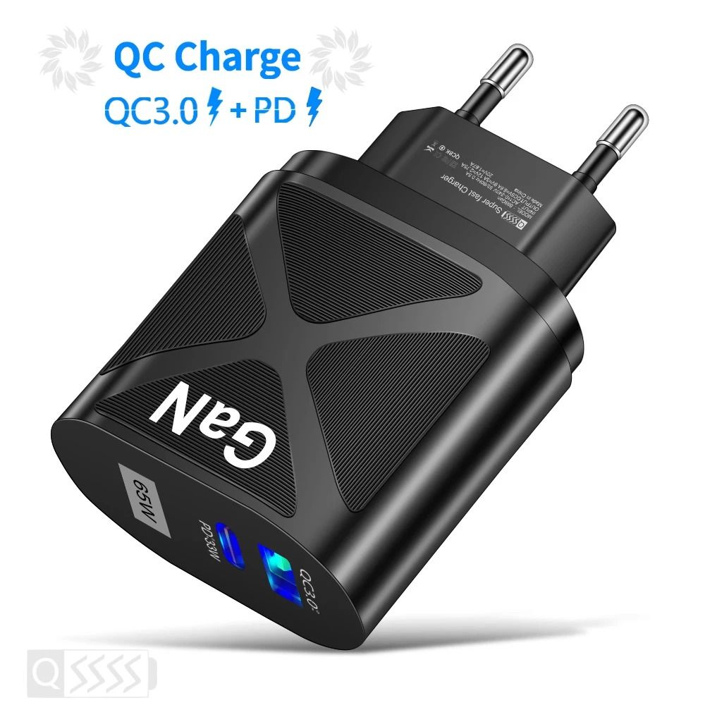 65W GaN High-Fidelity USB-C and Quick Charge 3.0 Fast Charging Power Hub
