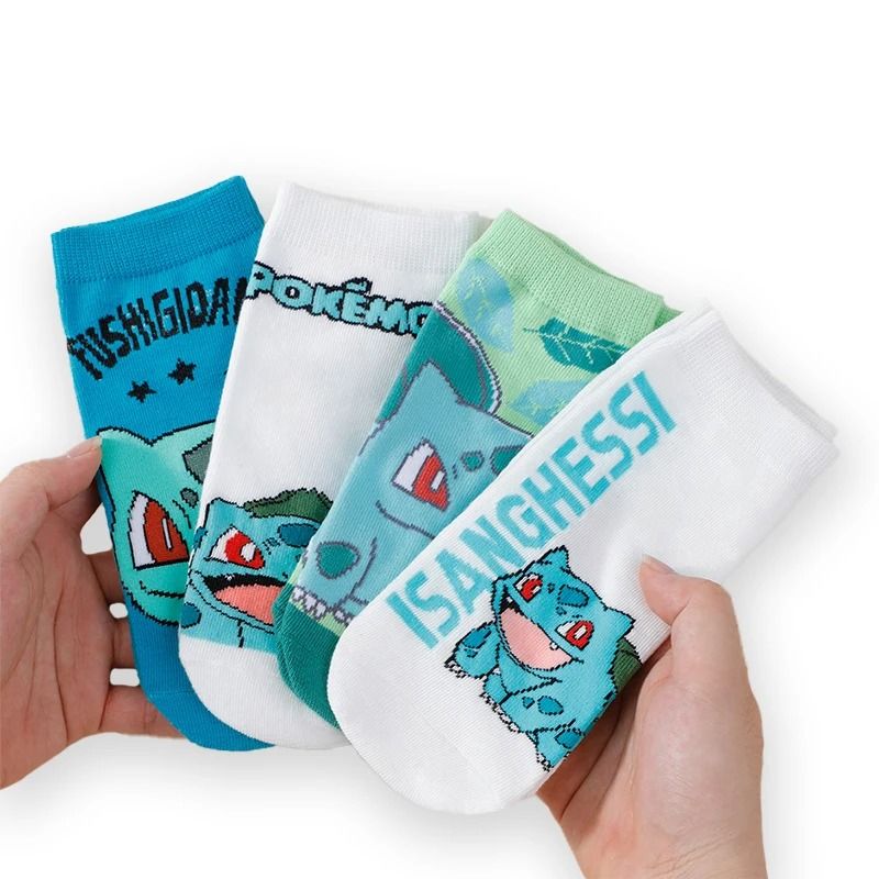 Cute Cartoon Plant Style Ankle Socks for Women 4 Pair Set