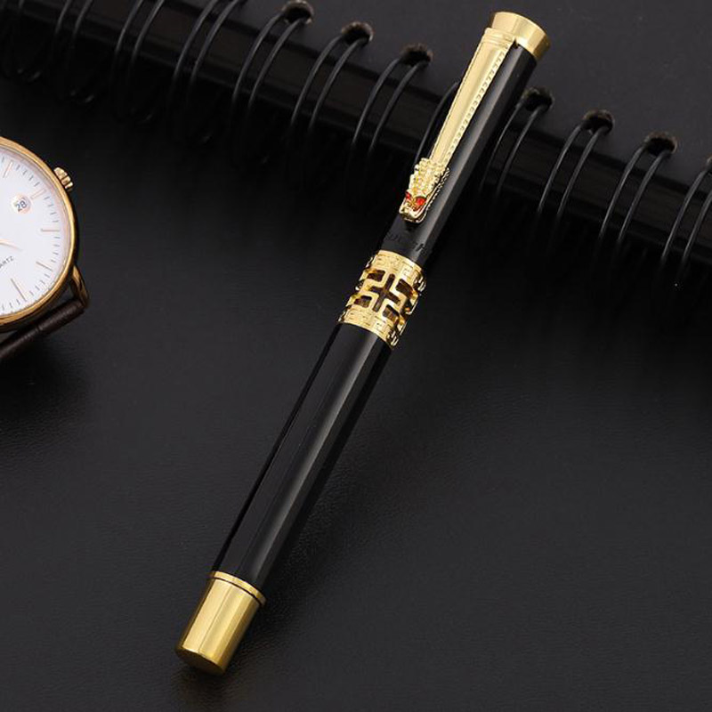 Blue Hollow Sculpted Fountain Pen Luxury Metal Calligraphy Writing Pen