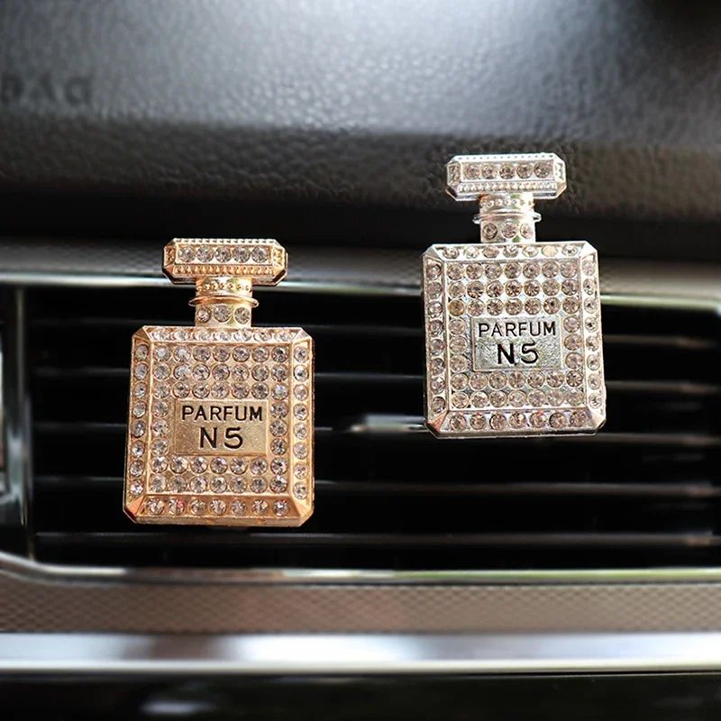 Diamond Crystal Perfume Bottle Vent Clip - Elegant car vent air freshener & Luxe crystal car diffuser