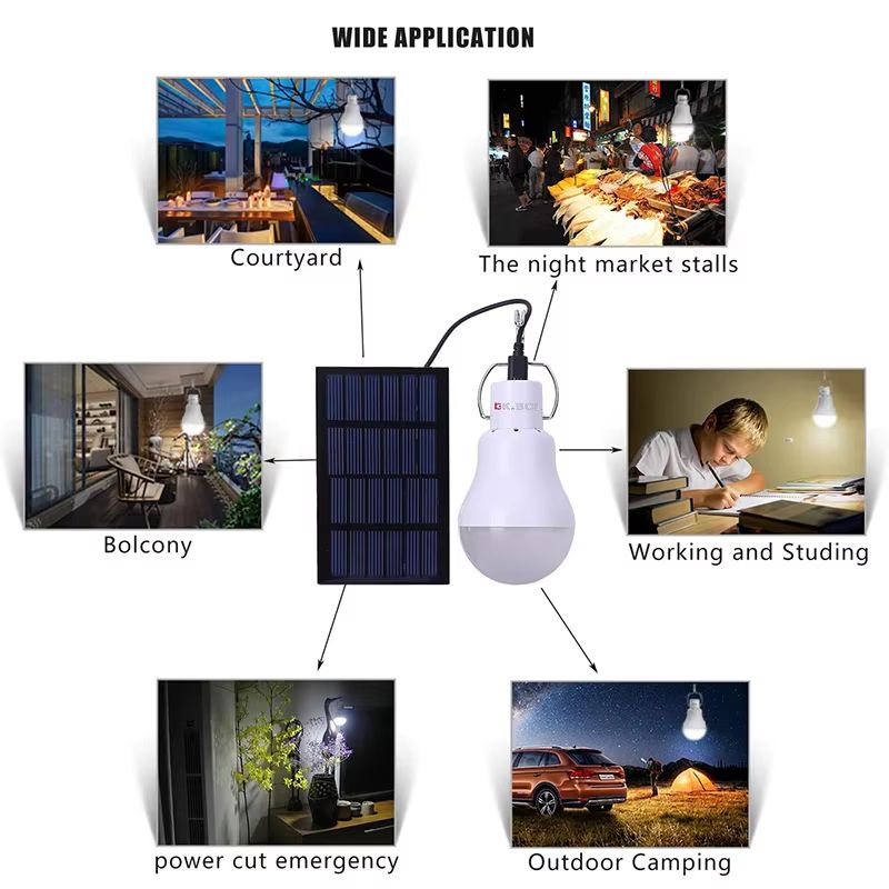 USB/Solar Rechargeable Portable Emergency LED Bulb for Camping Hiking Garden Outdoor