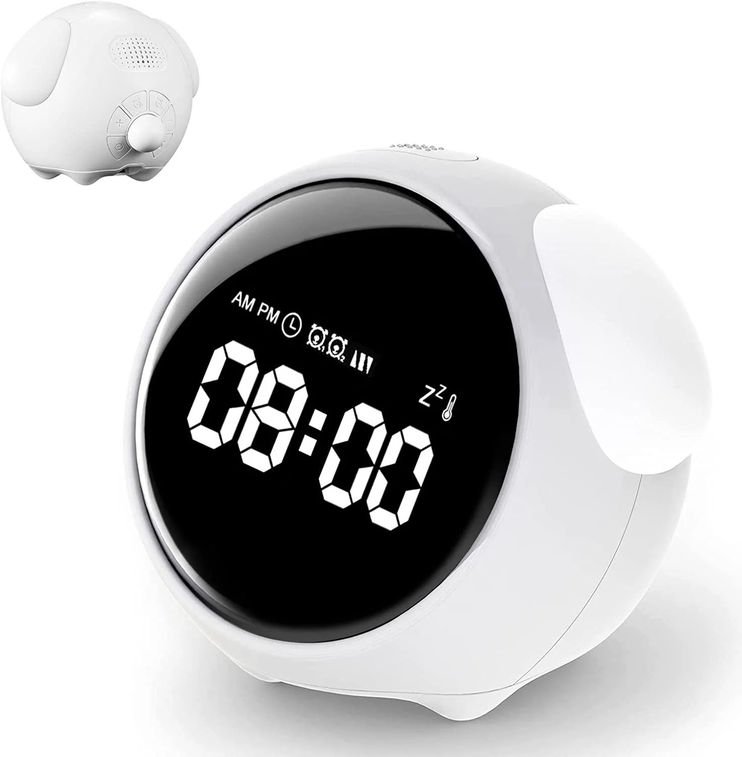 Cute Kids Digital Alarm Clock with Light and Emoji Display