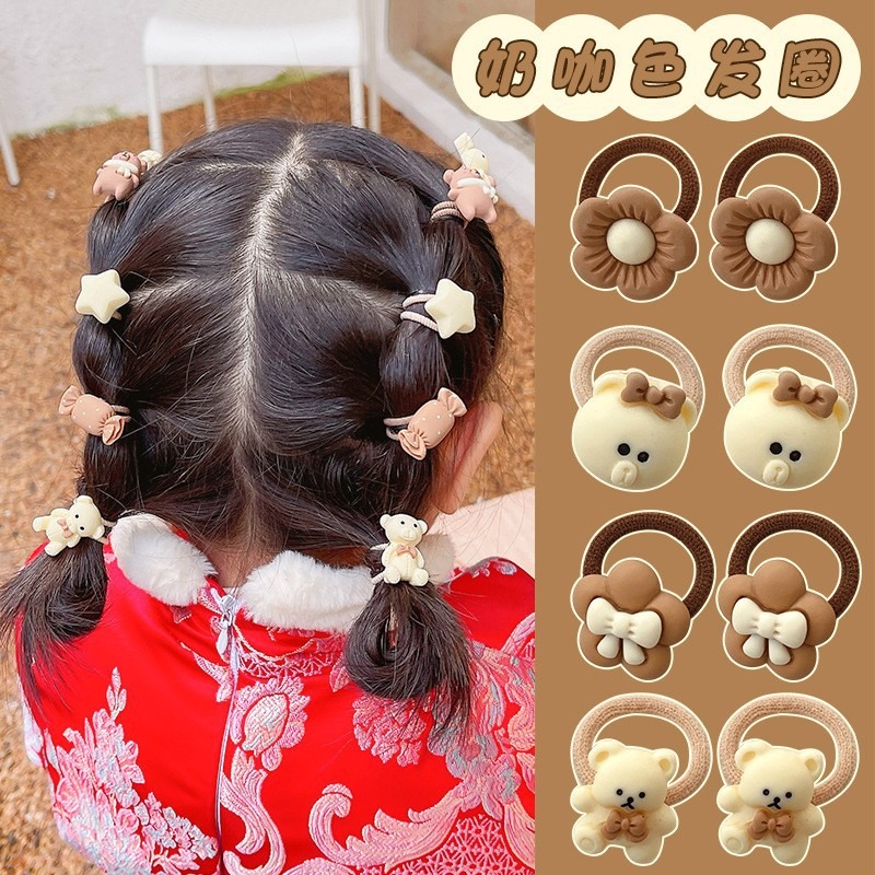 Cute Kawaii Cartoon Baby Scrunchies, Girls Kids Hair Accessories, Small Elastic Rubber Bands for Children