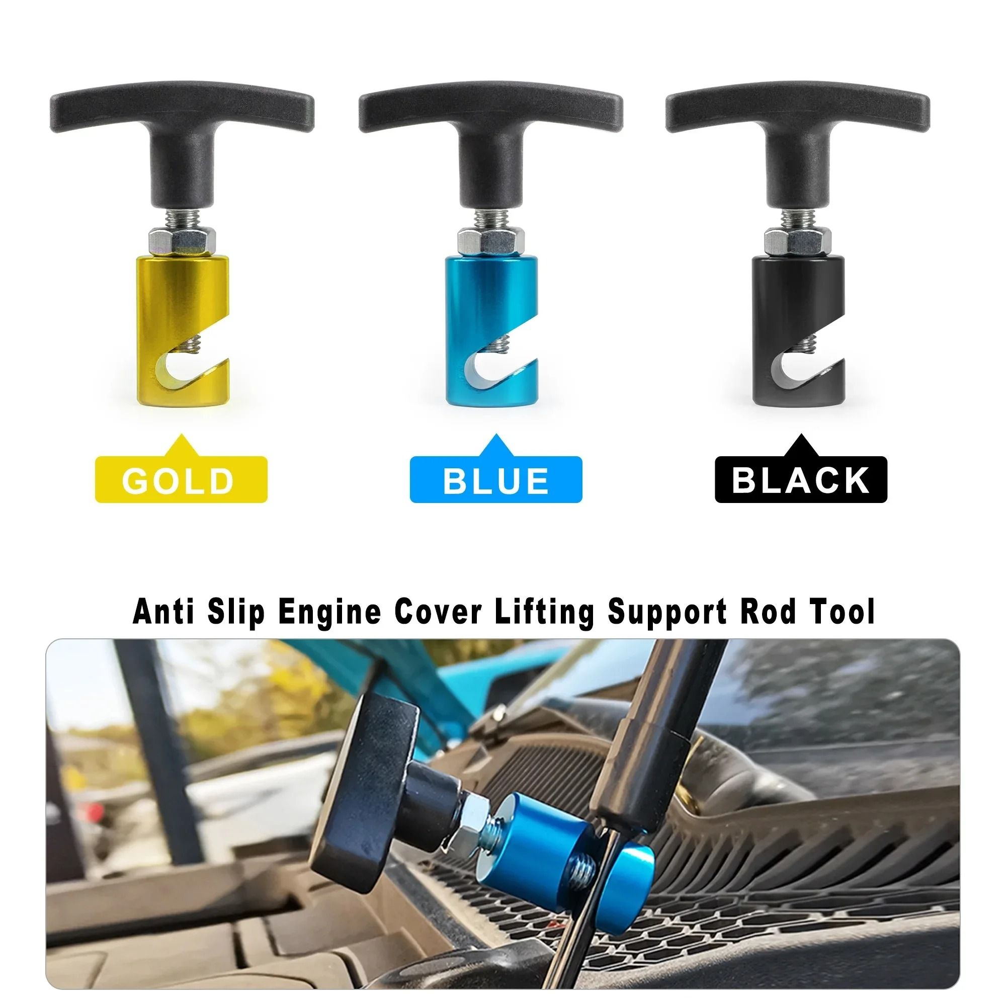 Universal Car Hood Support Clamp – Anti-Slip Lift Rod Fixing Tool – Engine Cover Hydraulic Absorber Accessory