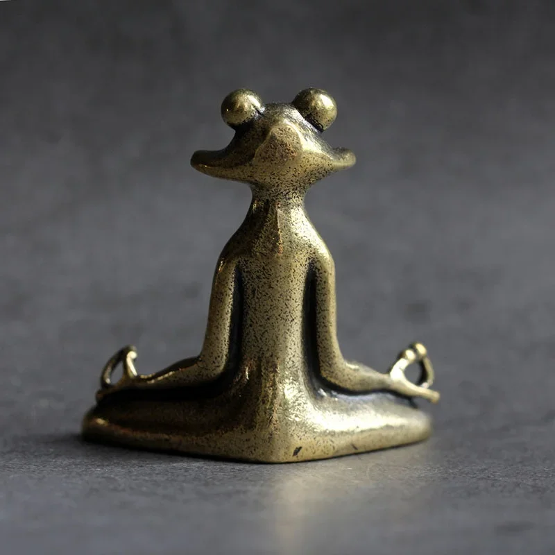 Zen Frog Copper Incense Holder Retro Tea Pet Statue, Pure Bronze Ornament