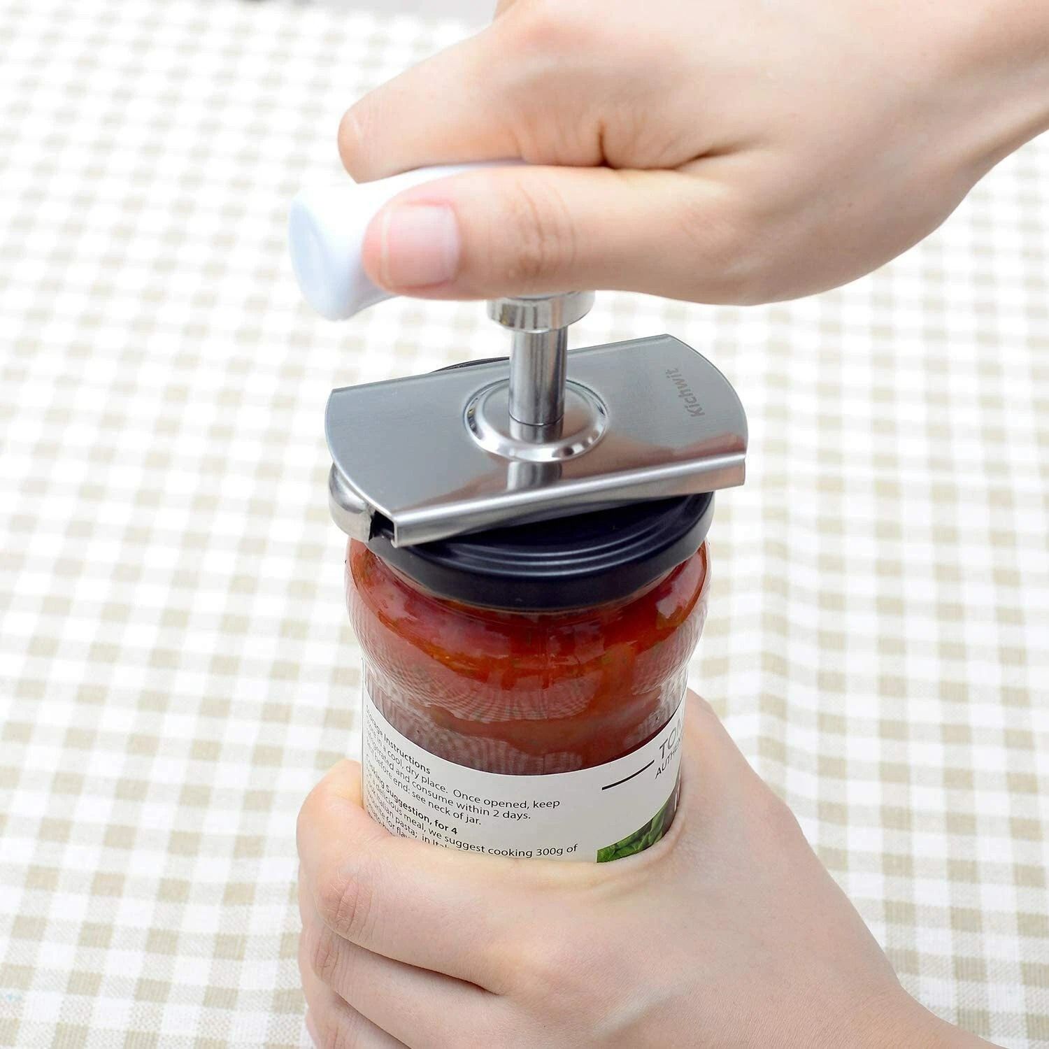 Easy Grip Adjustable Bottle Opener, Stainless Steel Jar Lid Remover, Twist Off Can Tool