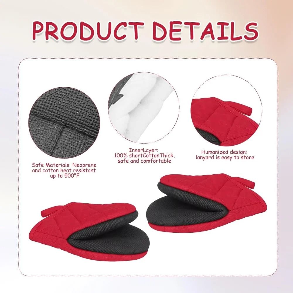 Professional High-Heat Resistant Silicone Mini Oven Mitts with Non-Slip Grip