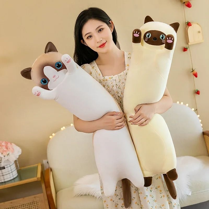 Long Cat Plush Pillow Soft Sleeping Plushie Doll