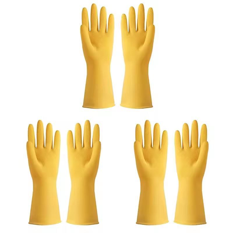 Durable Waterproof Latex Household Gloves - Heavy-Duty Dishwashing & Home Cleaning Gloves