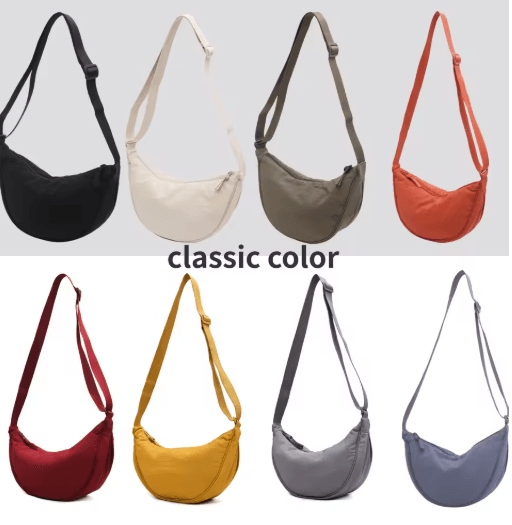 Minimalist Nylon Crossbody Shoulder Bag Lightweight Padded Travel Purse for Women