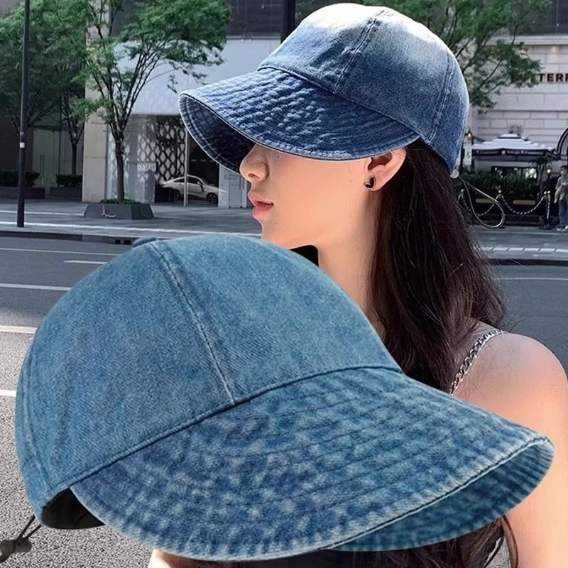 Foldable Wide Brim Sun Hat Adjustable Cotton Summer Beach Cap