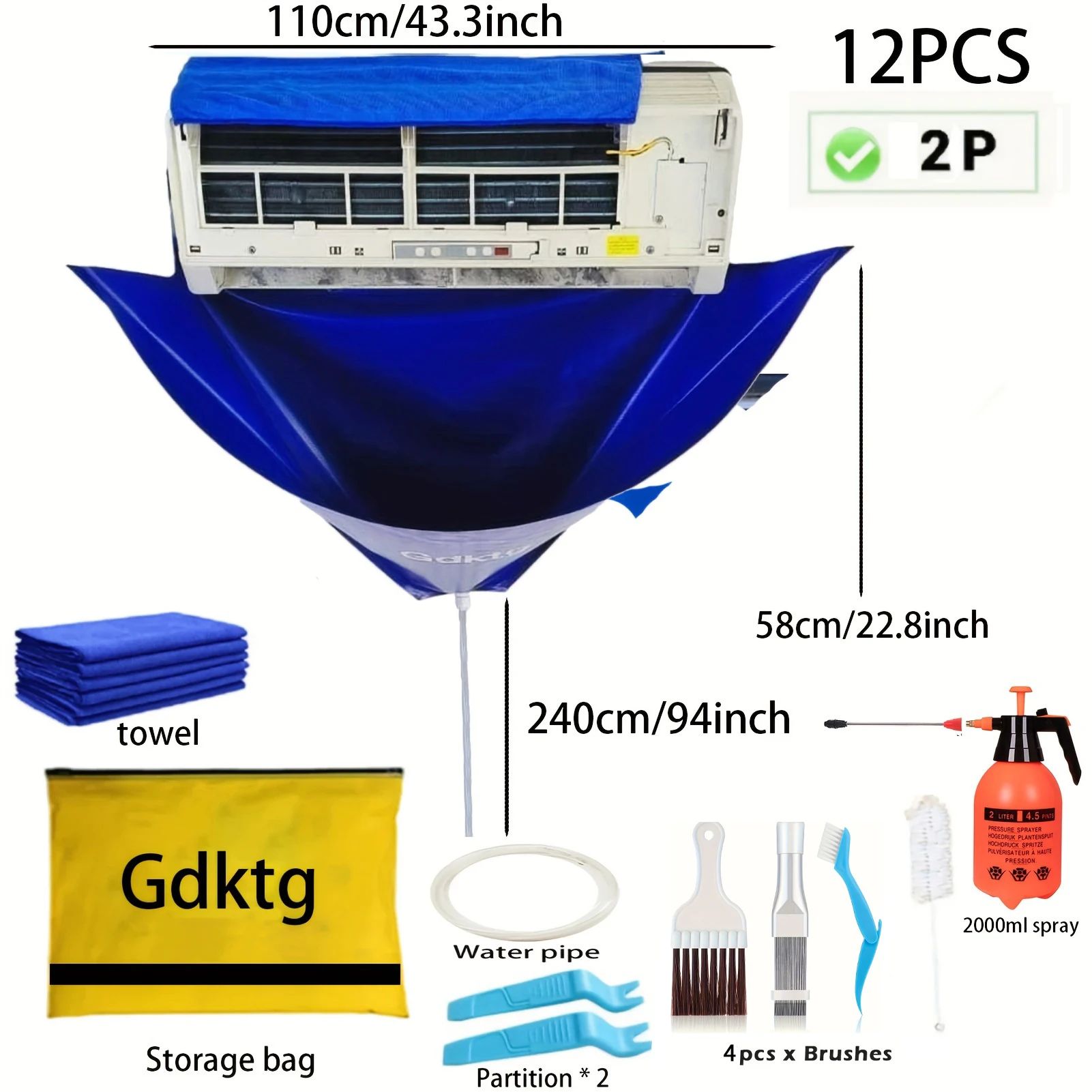 Air Conditioner Cleaning Cover Kit Waterproof Dust Protection & Cleaning Tools (5/7/10/11pcs)