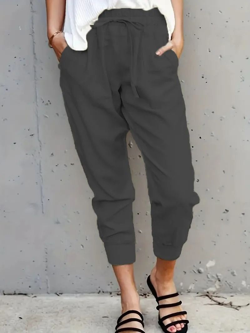 Women High Waist Lace Up Slim Fit Casual Pants