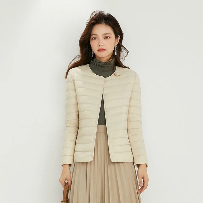 Womens Convertible Neckline Ultralight Down Jacket