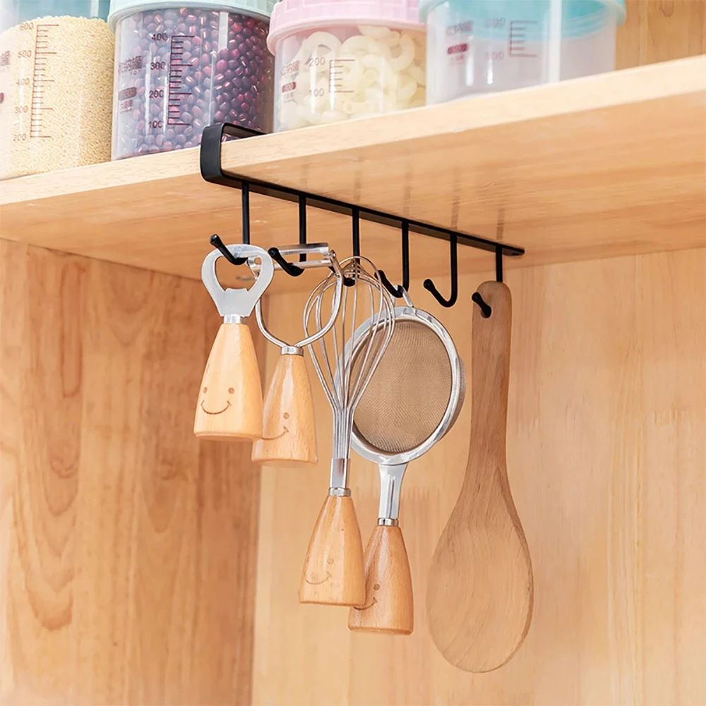 6 Hook Coffee Mug Holder Shelf Kitchen Organizer
