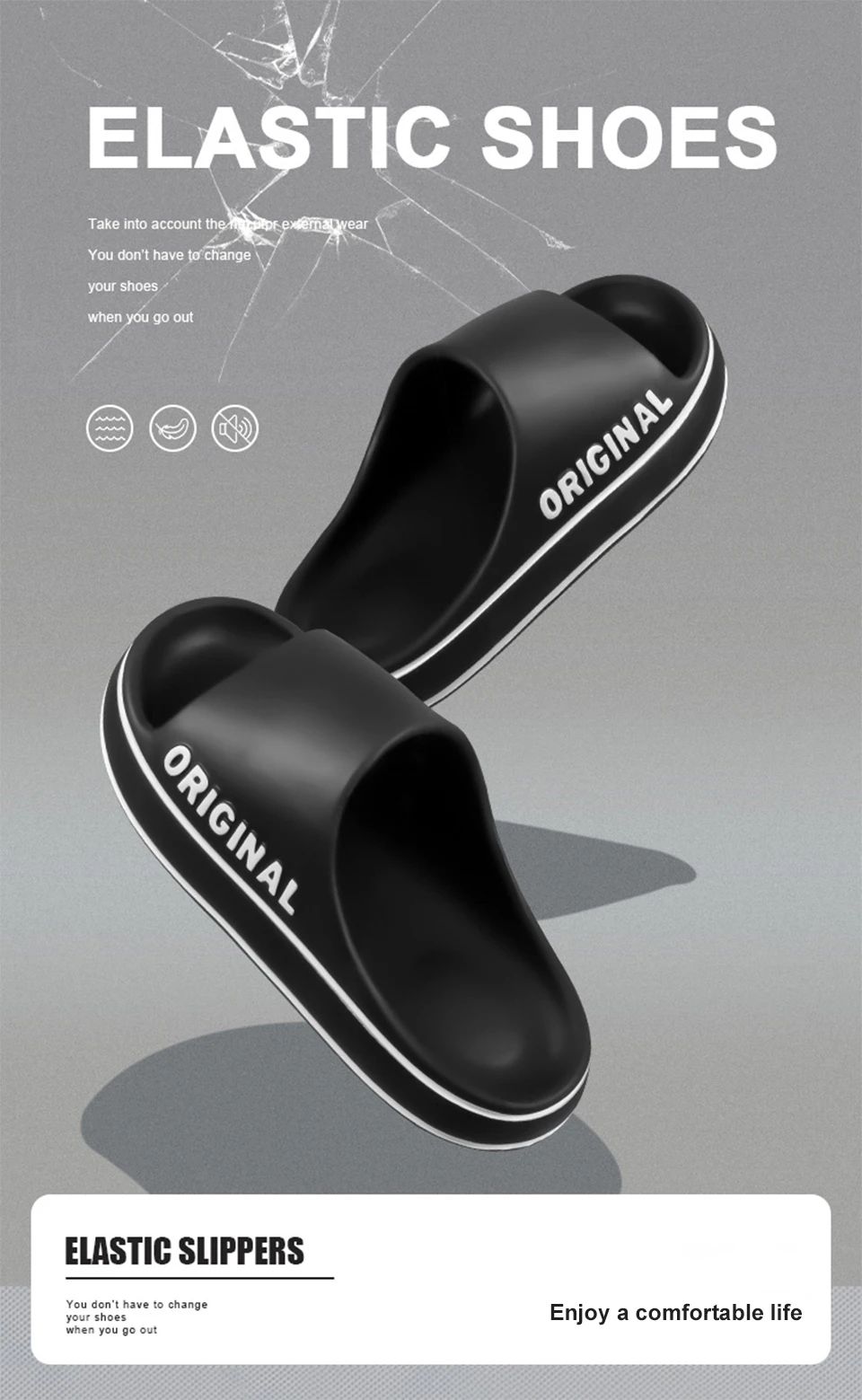 Unisex Letter Print Summer Slide Slippers