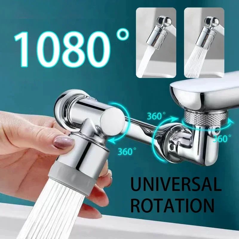 FlexFlow 1080° Rotatable Faucet Sprayer Head – Universal Tap Extender with Dual Spray Modes