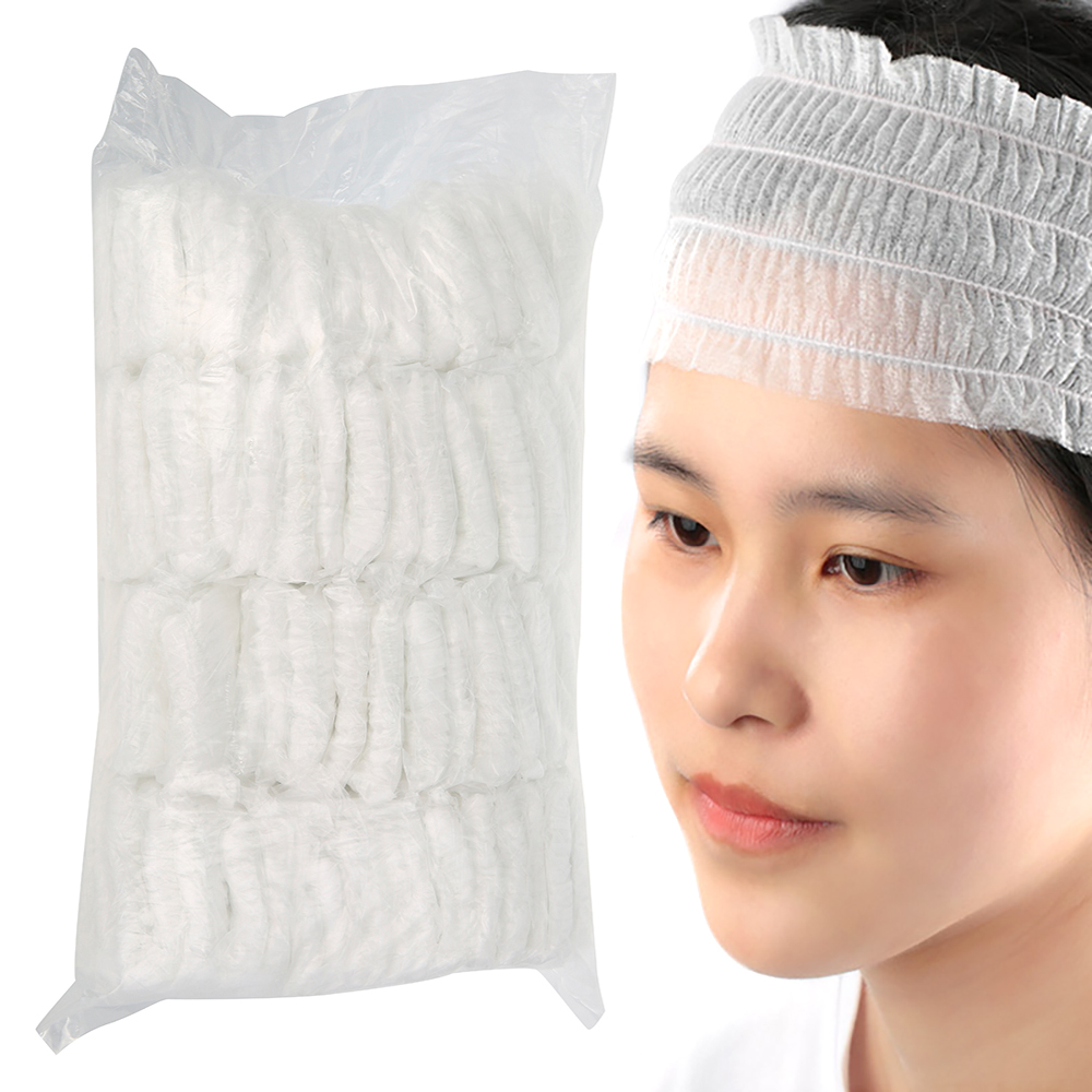 Disposable Headbands, Non-Woven Spa Salon Headbands, Soft Stretch Hair Band, Lightweight & Breathable Skin Care Hair