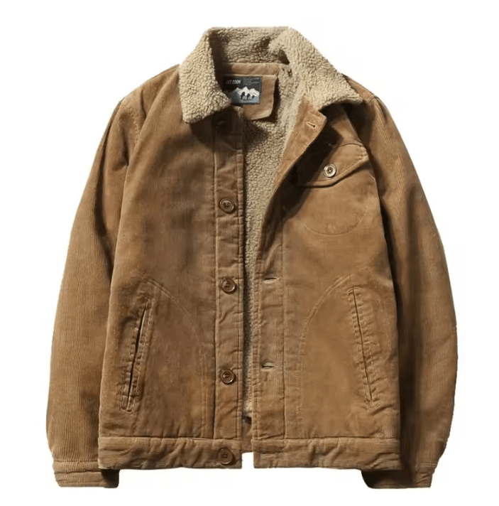 Korean Fashion Mens Winter Jacket – Warm Casual Parka with Plush Velvet & Corduroy
