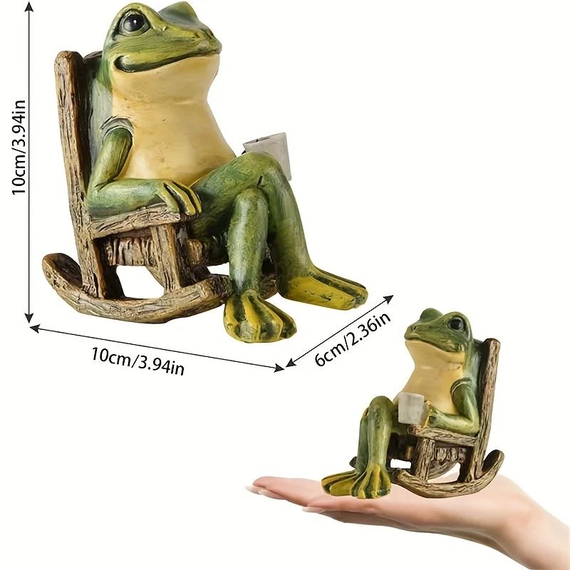 Solar Powered Frog Garden Statue with LED Glow Outdoor Decor
