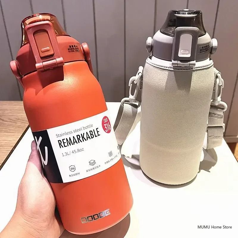 Large Capacity Stainless Steel Tumbler Thermos Bottle with Straw and Lock Lid
