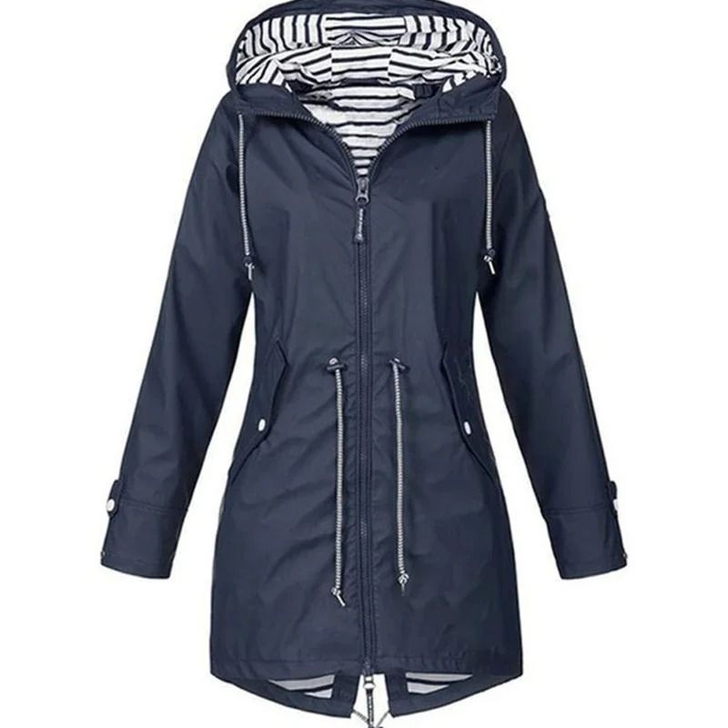 Lightweight Waterproof Womens Drawstring Trench for Hiking Outdoors