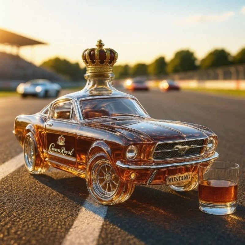 Mustang & Police Car Sculptural Glass Whiskey Decanter