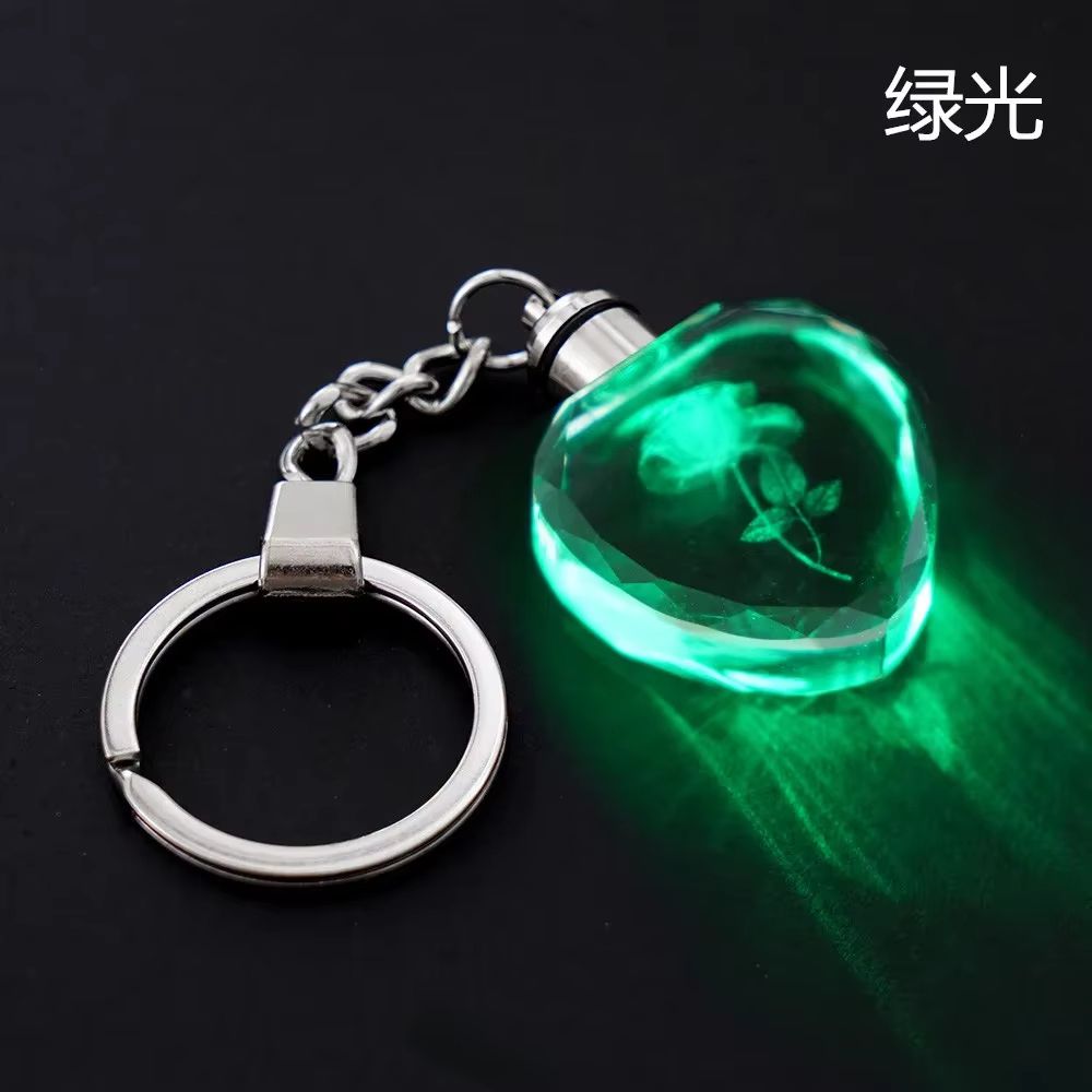 Fairy Rose Heart Crystal LED Keychain Lover Gift Bag Charm