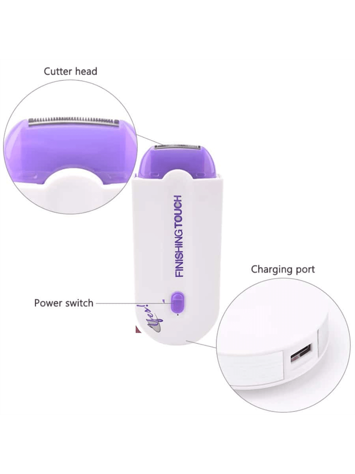 Professional female electric shaver, full body and facial, leg, bikini hair removal device, gentle for hand use.