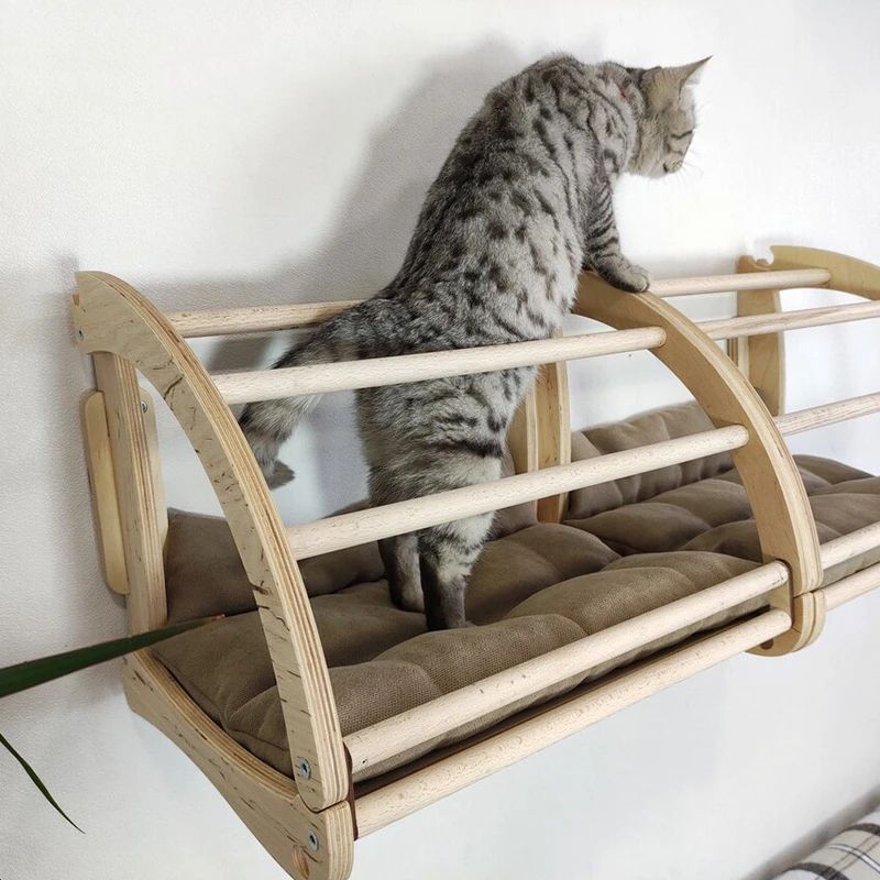 Wall Mounted Wooden Cat House Climbing Bed