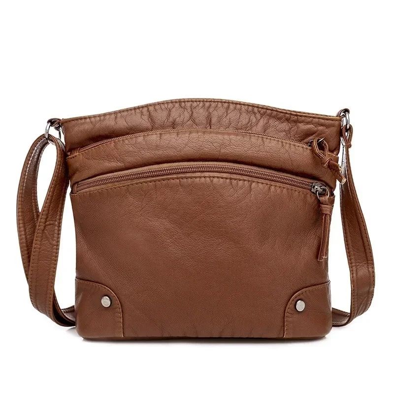 Everly Classic Women Crossbody Bag – Retro Soft Leather Shoulder Bag with Large Capacity & Multi Compartments