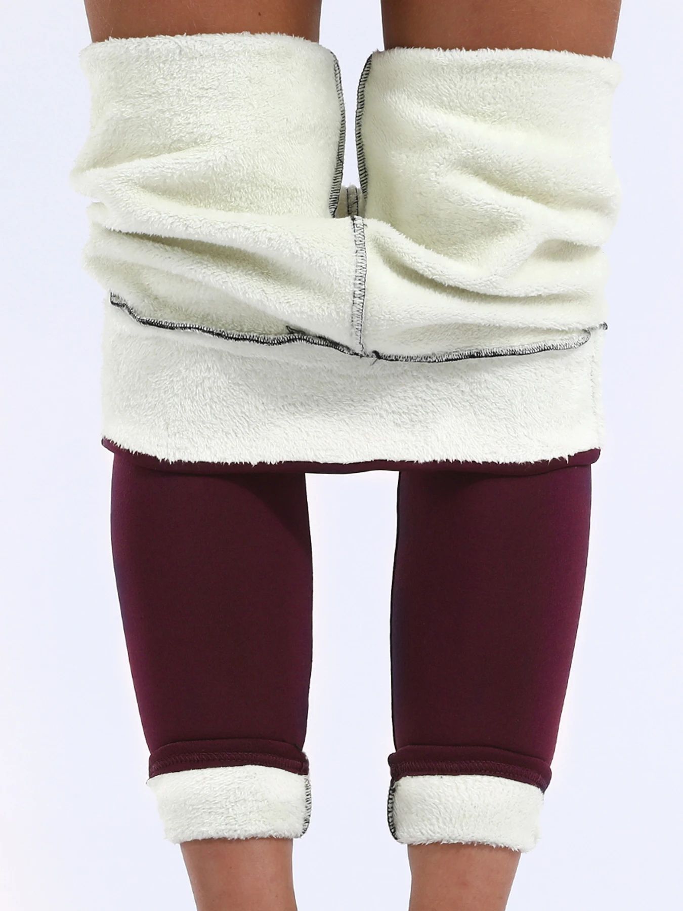 Velvet Winter Warm Leggings High Waist Thick Solid Color Pants for Women