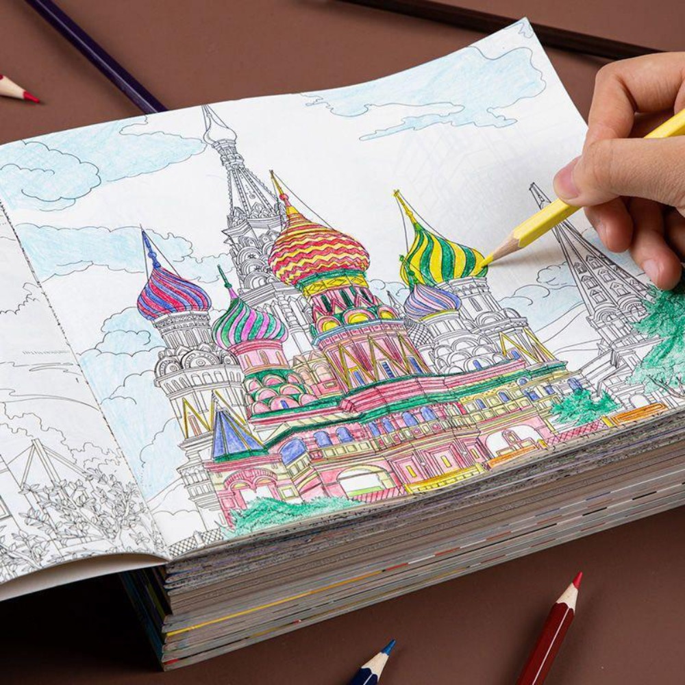 Children's Coloring Book, Beginner Sketchbook, Hand Drawn Notebook with Colored Pencils for Students
