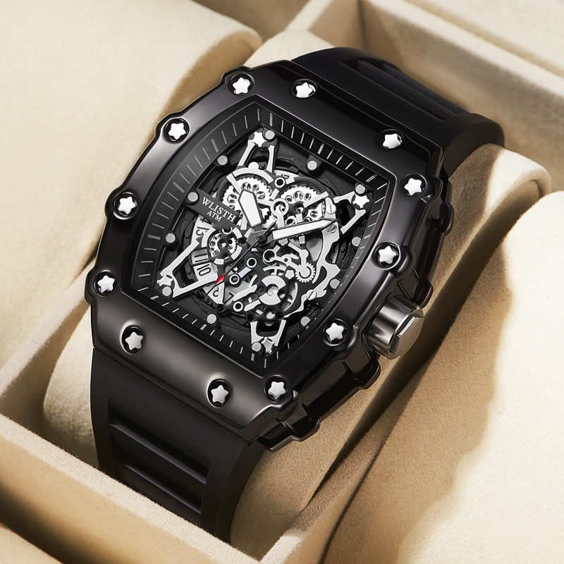 Large Dial Square Sports Watch for Men Waterproof Quartz Luminous Wristwatch