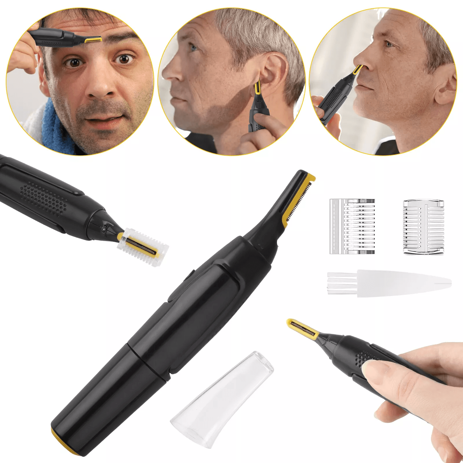 Electric Eyebrow Trimmer & Facial Hair Remover, Mustache, Lip, Nose & Beard Hair Shaver with Precision Blades
