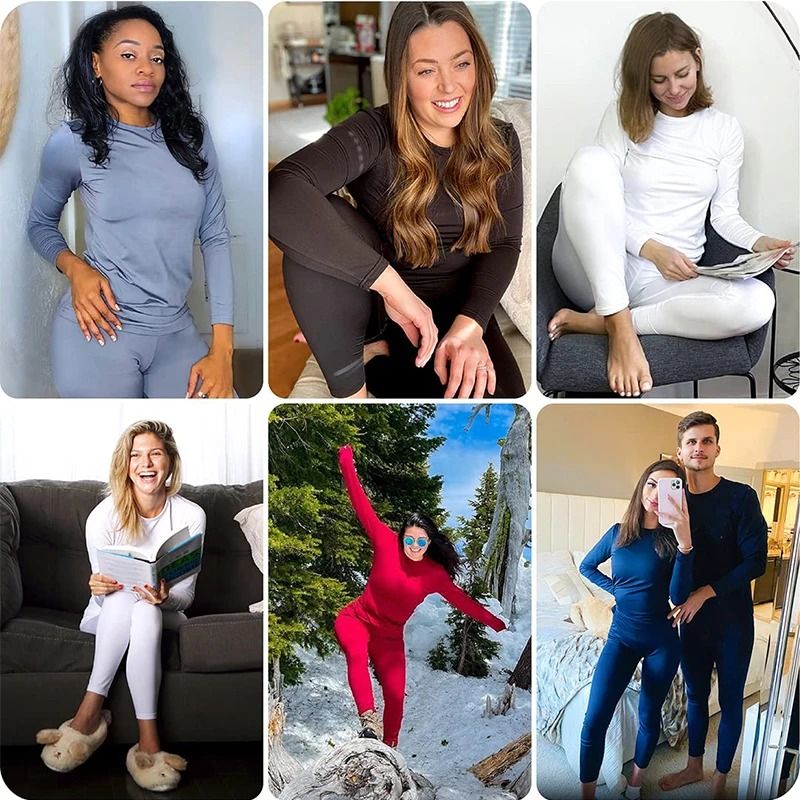 Womens Thermal Underwear Set Long Johns with Polyester Lining