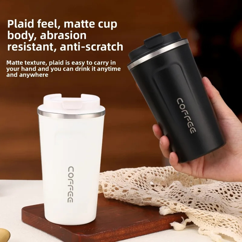 Stainless Steel Thermos Travel Cup, Durable Vacuum Insulated Coffee Mug, Leak Proof Matte Double Wall