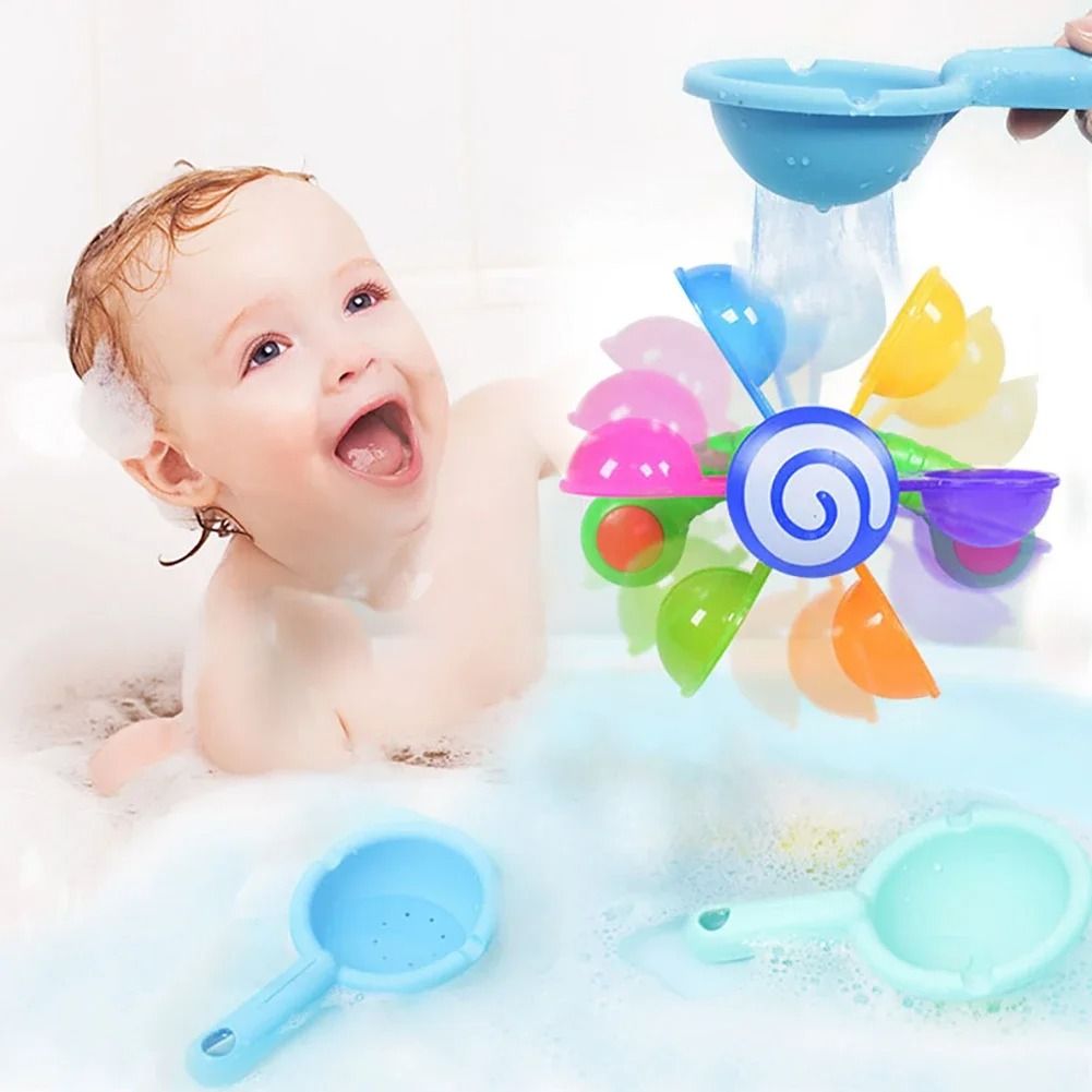 Baby Bath Toys Colorful Water Wheel Bathing Sucker Bathtub Water Spray Play Set
