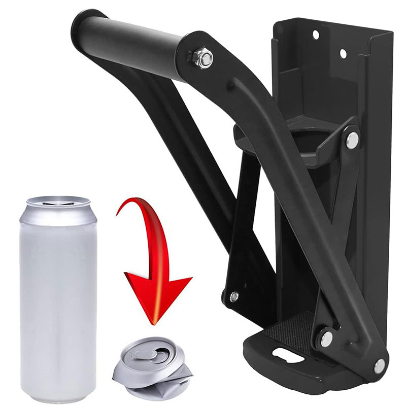 Wall Mounted Soda Beer Smasher, Heavy Duty Metal Can Crusher, Recycling Tool with Bottle Opener