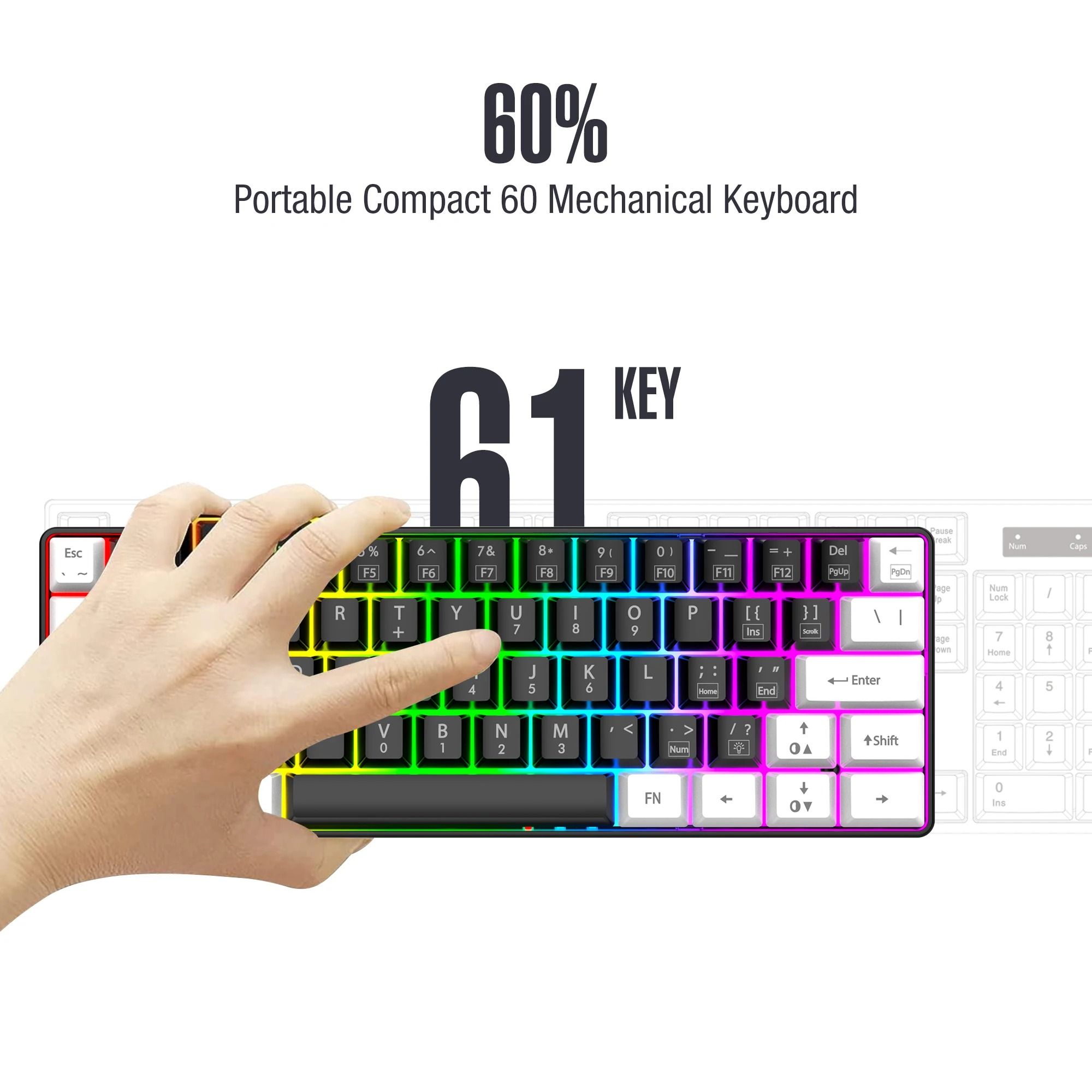 60 Wired RGB Backlit Compact Gaming Keyboard