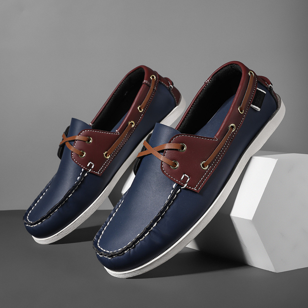 Slip On Mens Trendy Apron Toe Loafers, Comfortable Non Slip Shoes for Outdoor Travel & Casual Spring Summer Wear