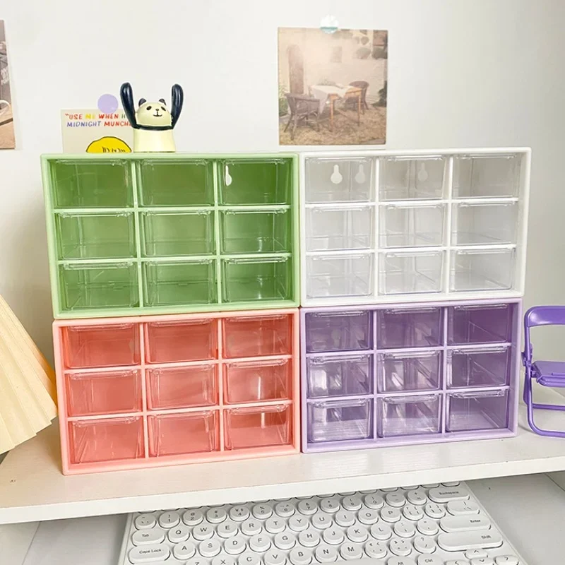 Cute Desktop Storage Boxes Organizer, Transparent Wall-mounted Student Desk Sundries Storage Box