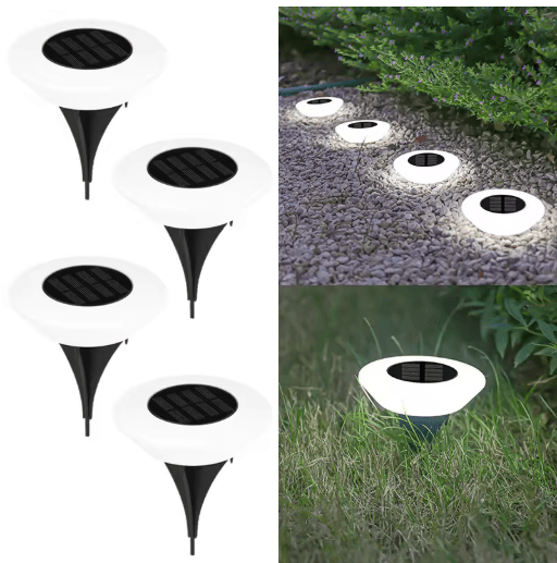 14-LED Solar Ground Lights Waterproof Outdoor Pathway & Garden Landscape Lighting 1/4 Pack