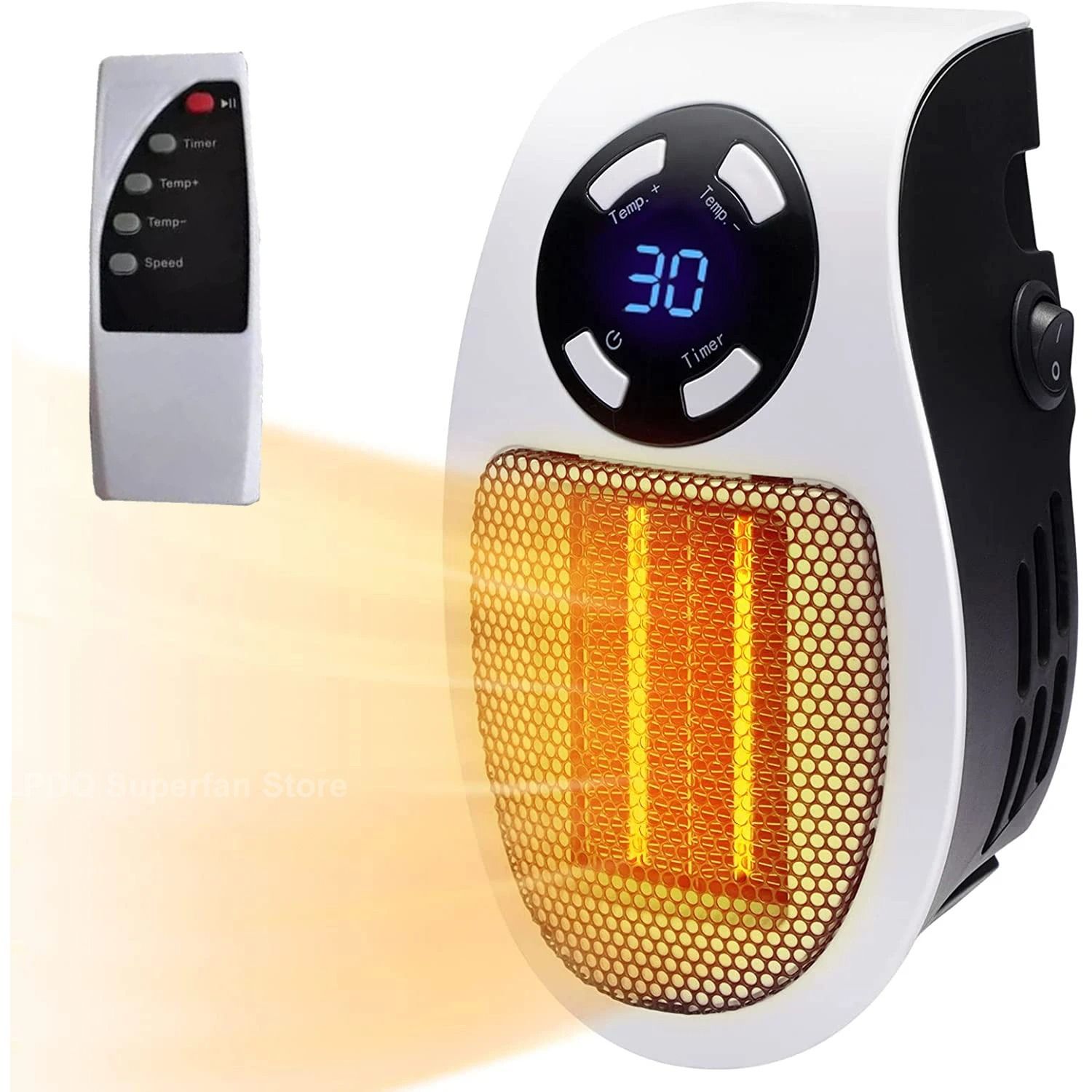500W Plug In Portable Electric Space Heater with Remote Control