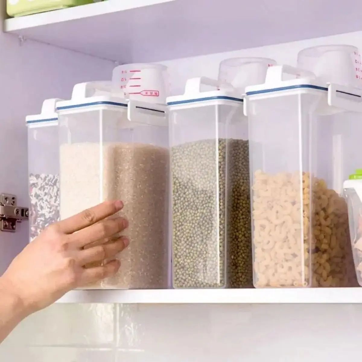 Rice and Grains Food Storage Canister with Measuring Cup, Kitchen Moisture-Proof, Insect-Proof & Dust-Proof Organizer